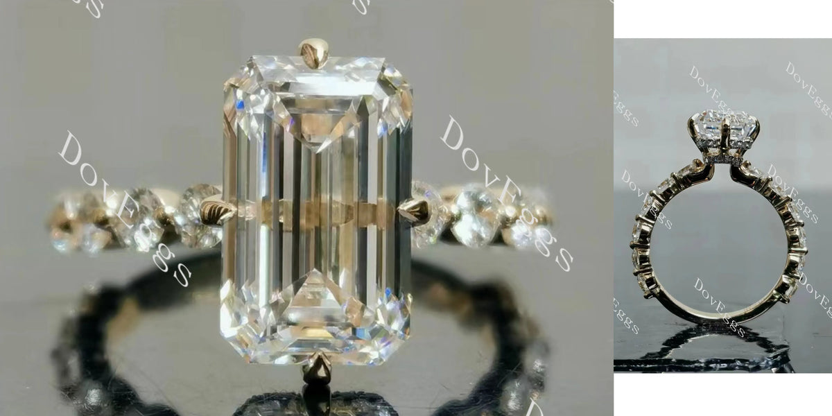 Doveggs Emerald Pave 3/4 Eternity Lab Grown Diamond Engagement Ring