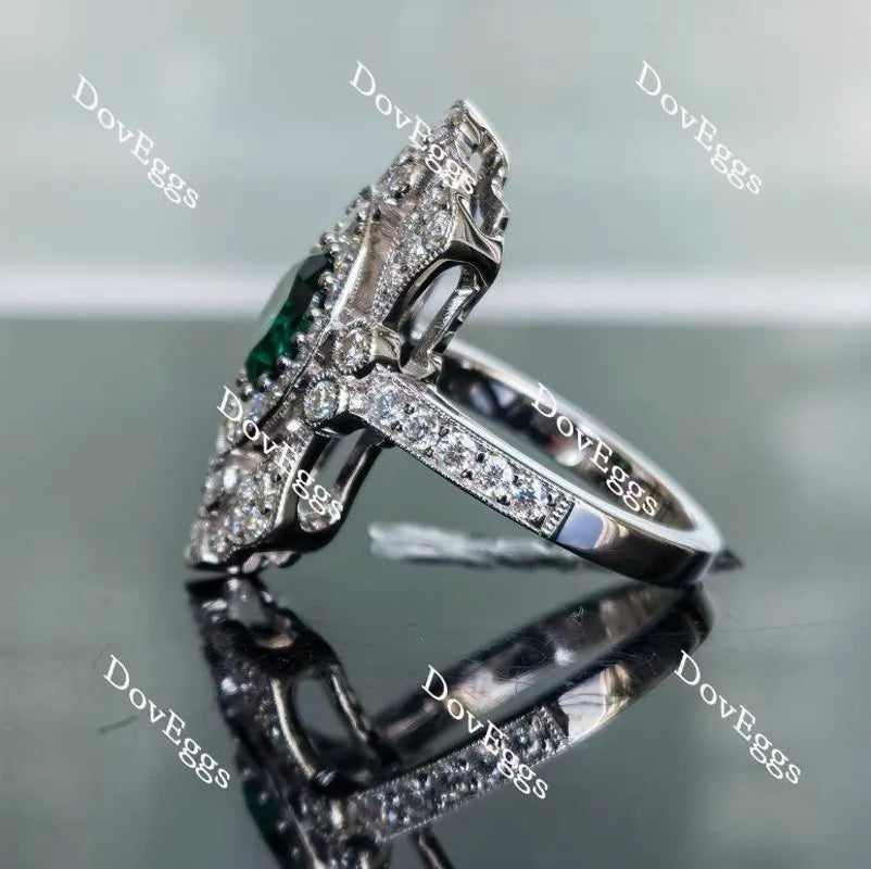 Doveggs round all color available halo pave zambia emerald colored gem engagement ring