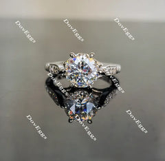 Doveggs round art deco moissanite engagement ring