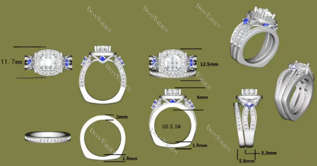 Doveggs round pave moissanite/lab grown diamond wedding band-2.5mm band width