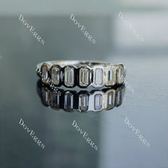 Doveggs emerald seven stones bezel moissanite/Lab grown diamond wedding band-2.5mm band width