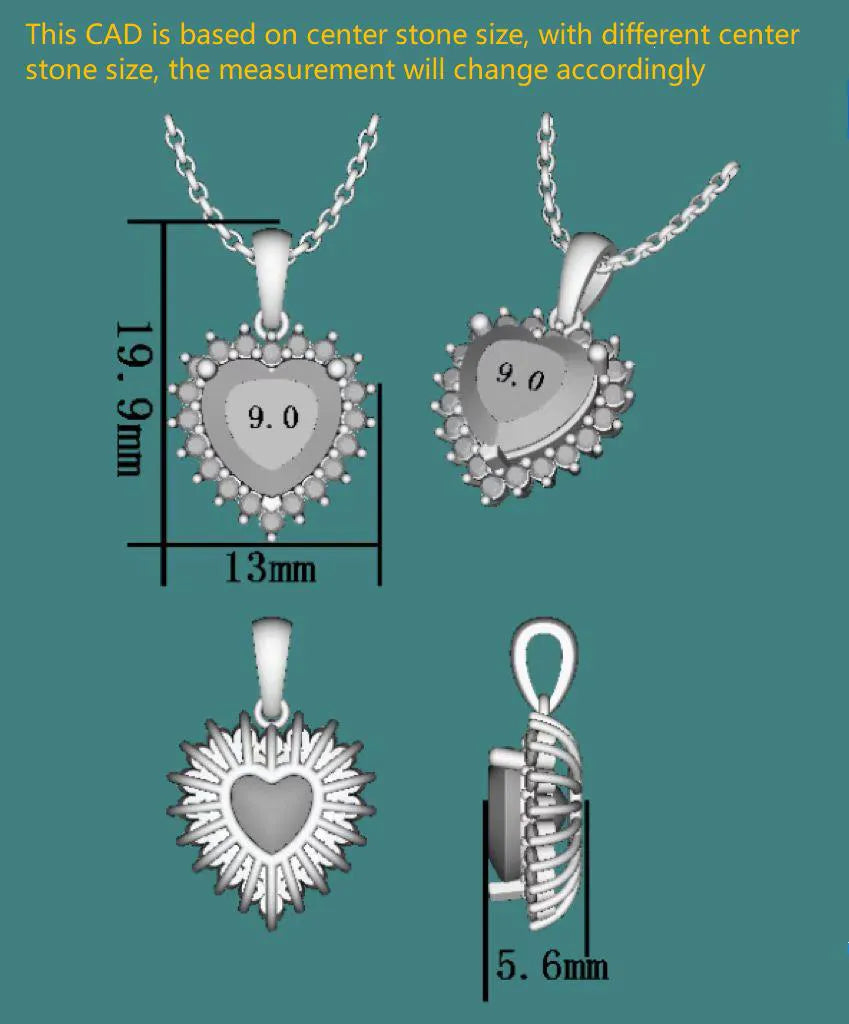 Doveggs heart halo moissanite pendant necklace (pendant only)