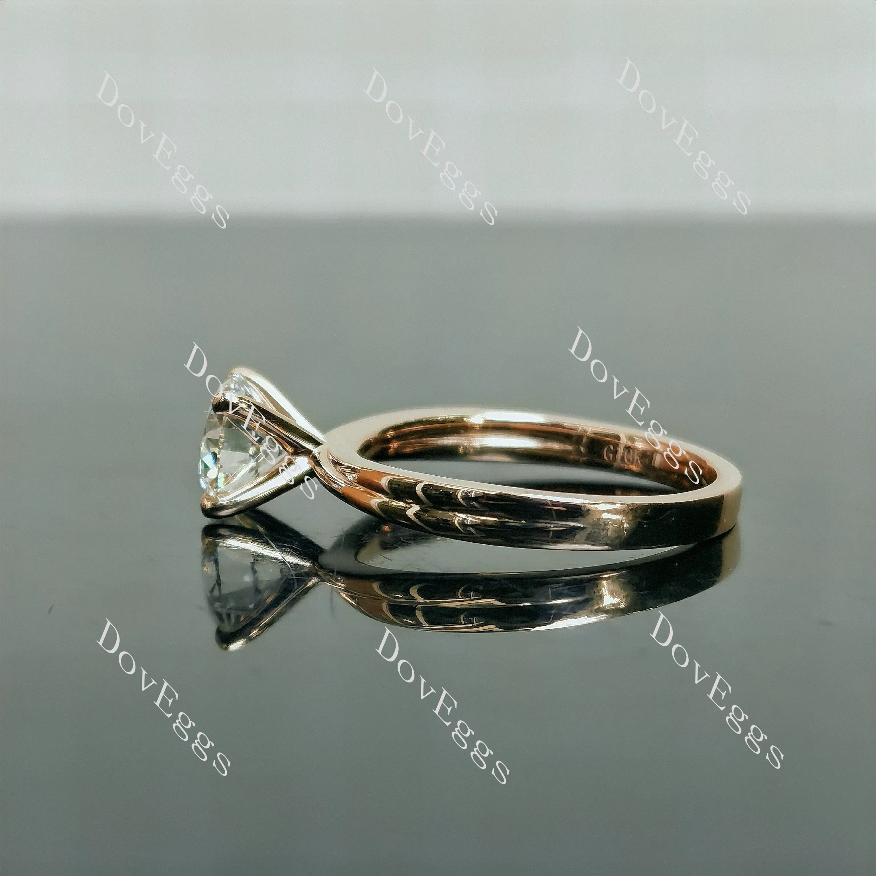 Doveggs Round Pave Solitaire Lab Grown Diamond Engagement Ring
