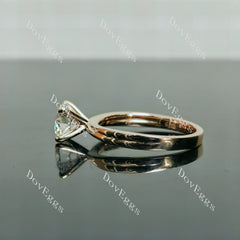 Doveggs Round Pave Solitaire Lab Grown Diamond Engagement Ring