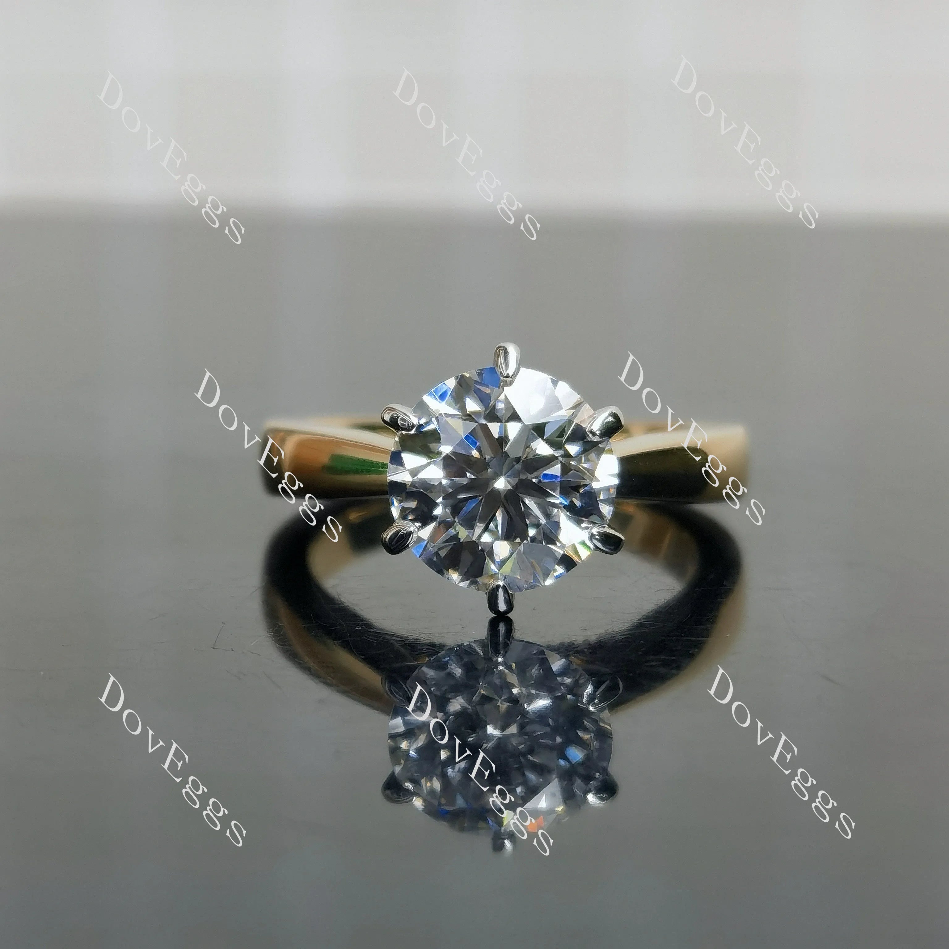 Doveggs Round Pave Lab Grown Diamond Engagement Ring