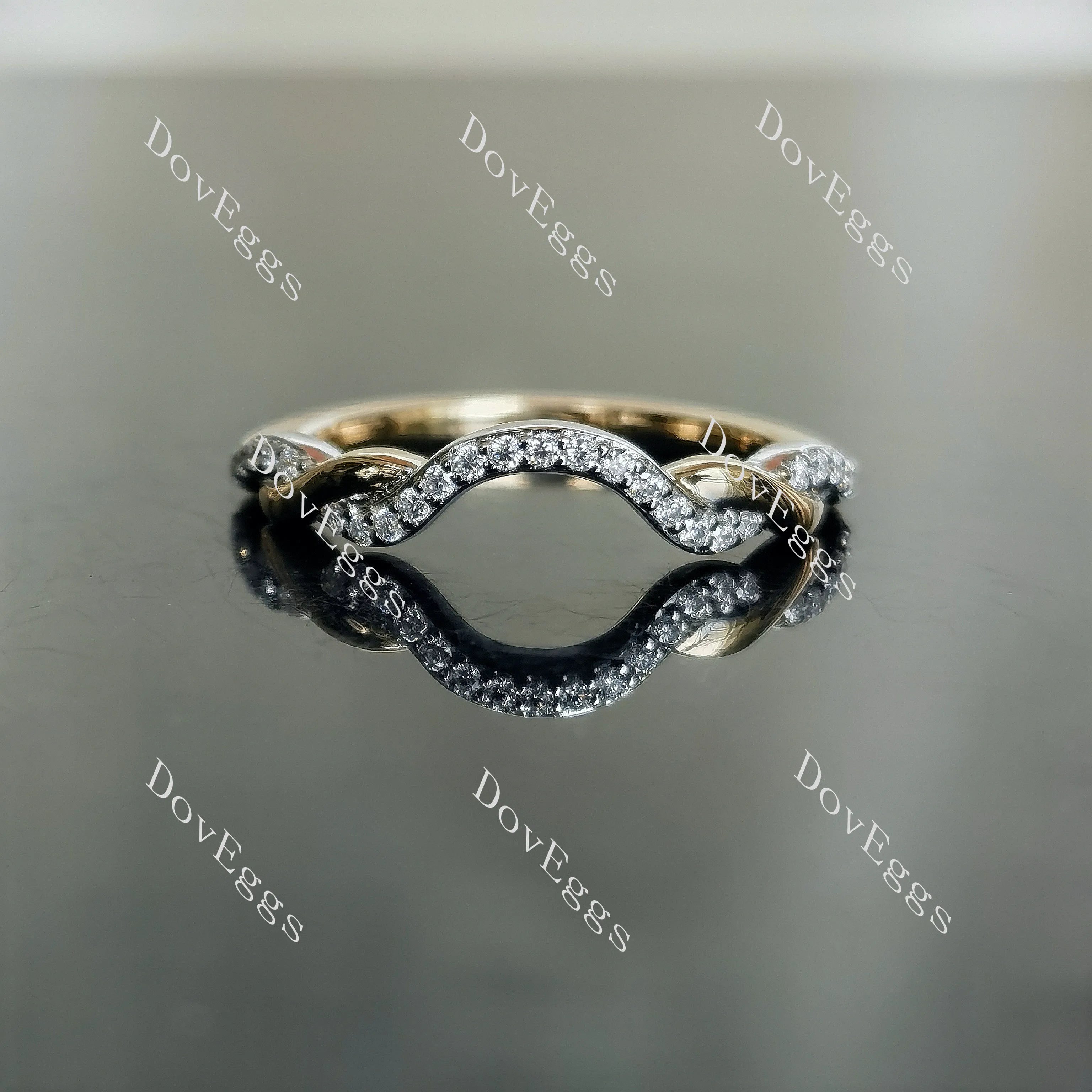 Doveggs round pave curved moissanite/lab grown diamond wedding band-1.7mm band width