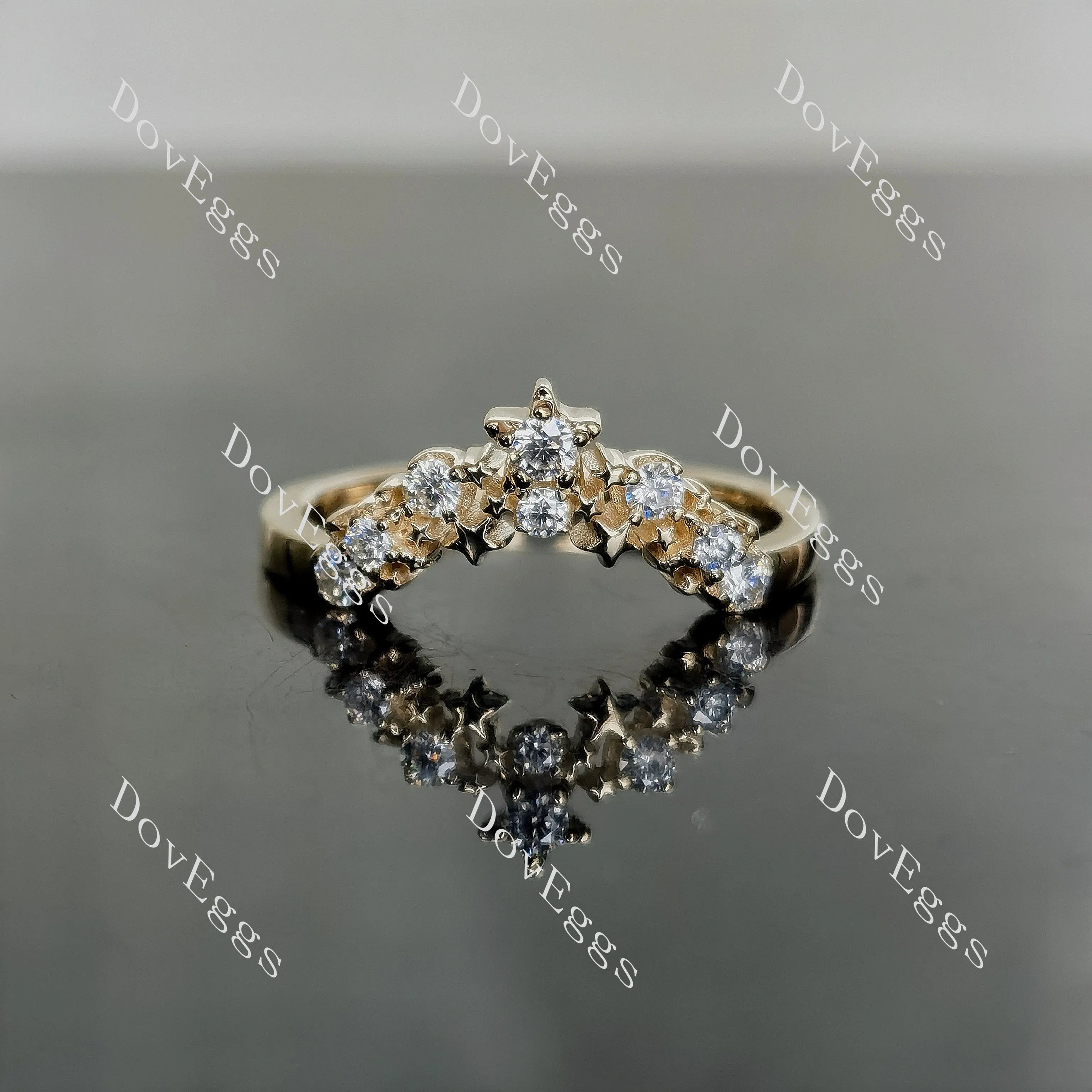 Doveggs round art deco moissanite/lab grown diamond wedding band-2.0mm band width