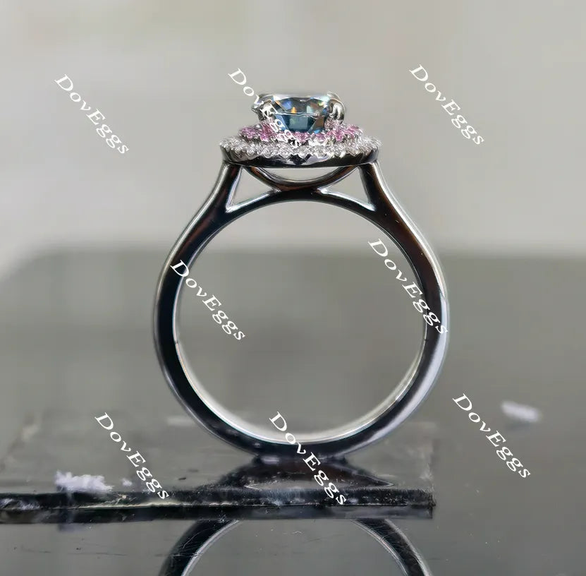 Doveggs round halo moissanite engagement ring