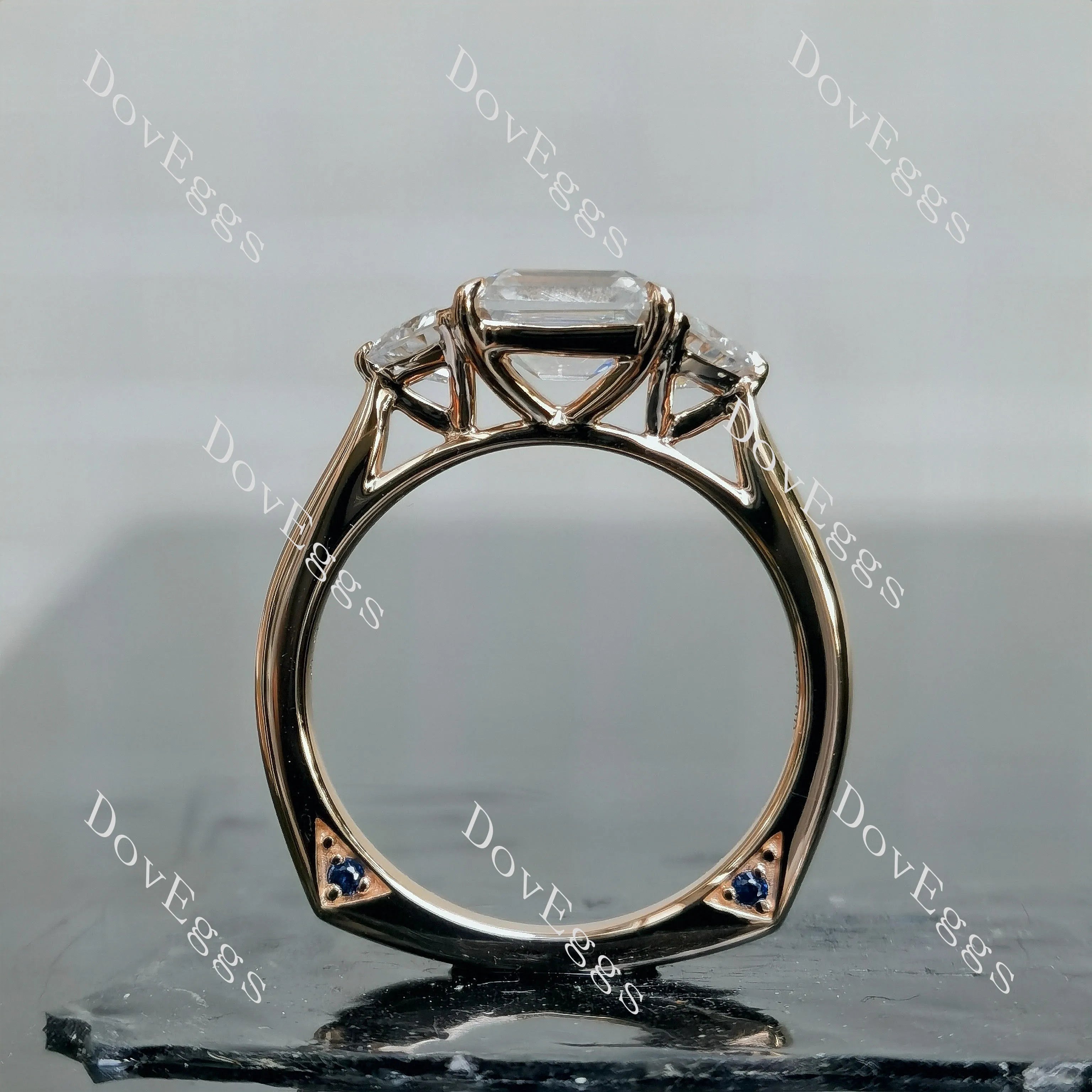Doveggs three-stones eternity engagement ring semi-mount only(Exclusively to DovEggs Stones)