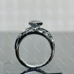 (size 6.5)Doveggs 1ct octagon peacock blue moissanite engagement SS ring