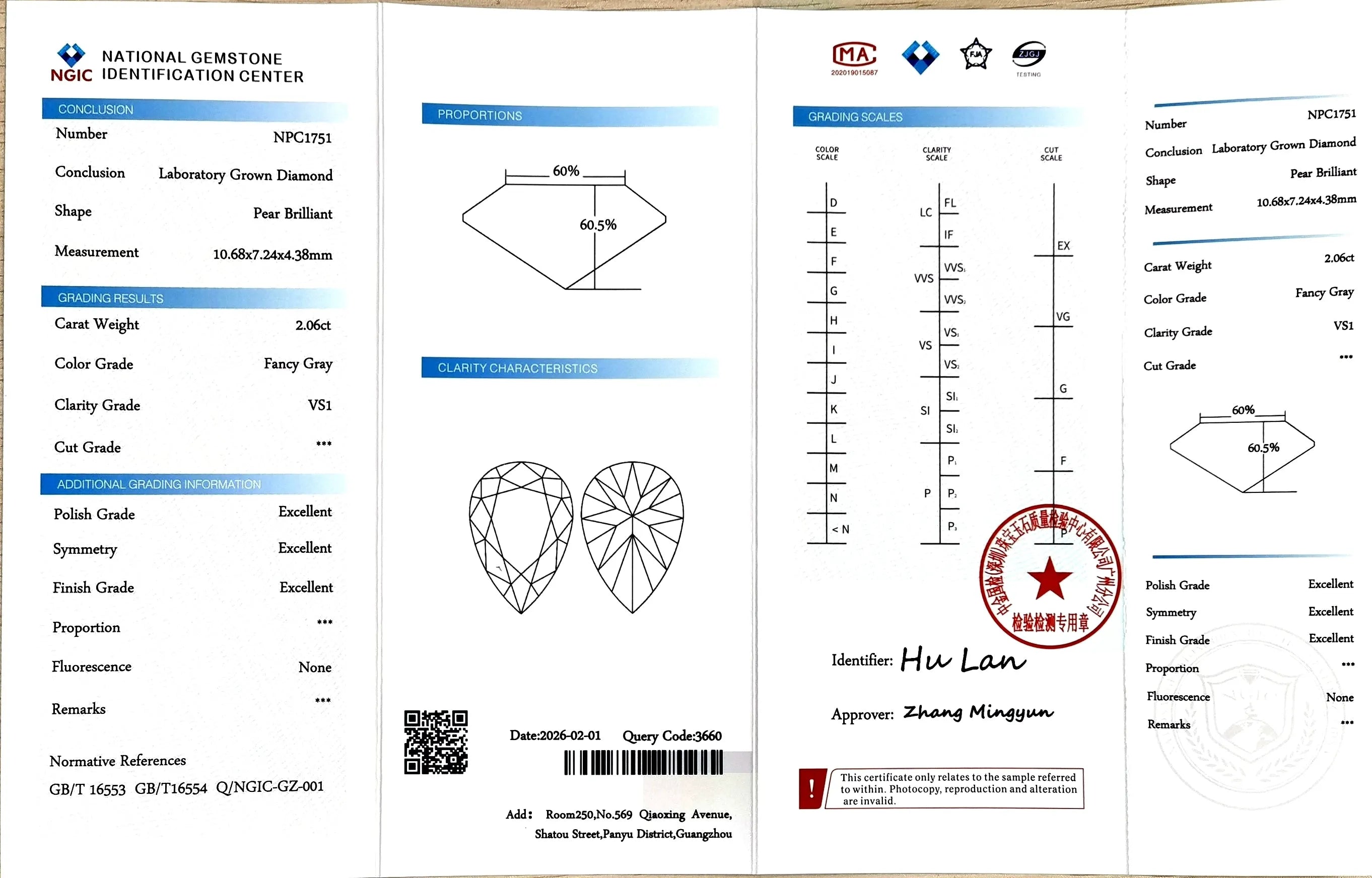 2.06ct Pear Brilliant Cut Lab Diamond – Fancy Gray Color VS1 | Doveggs Certified