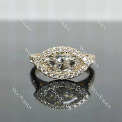 Doveggs Marquise Halo Vintage Lab Grown Diamond Engagement Ring