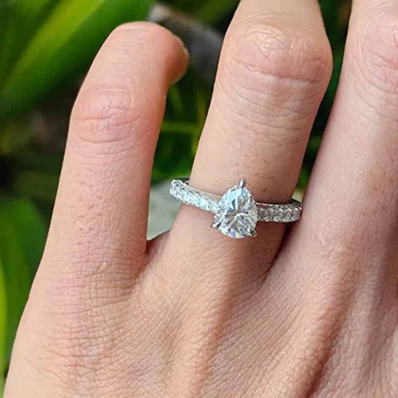Doveggs pear vintage pave moissanite engagement ring in sterling silver