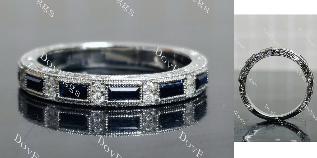 Doveggs baguette channel pave moissantie and birthstone wedding band-3.3mm band width