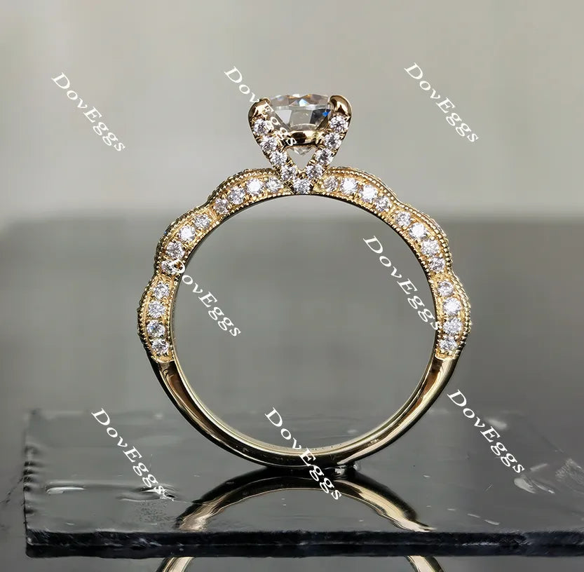 Doveggs round pave moissanite engagement ring