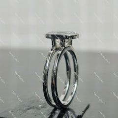 (size 8.25)Doveggs 3ct GHI color emerald moissanite engagement SS ring