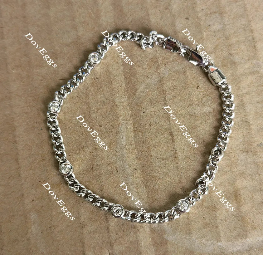 Doveggs round bezel setting moissanite/lab grown diamond bracelet