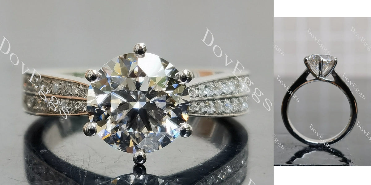 Doveggs Round Pave Half Eternity Lab Grown Diamond Engagement Ring