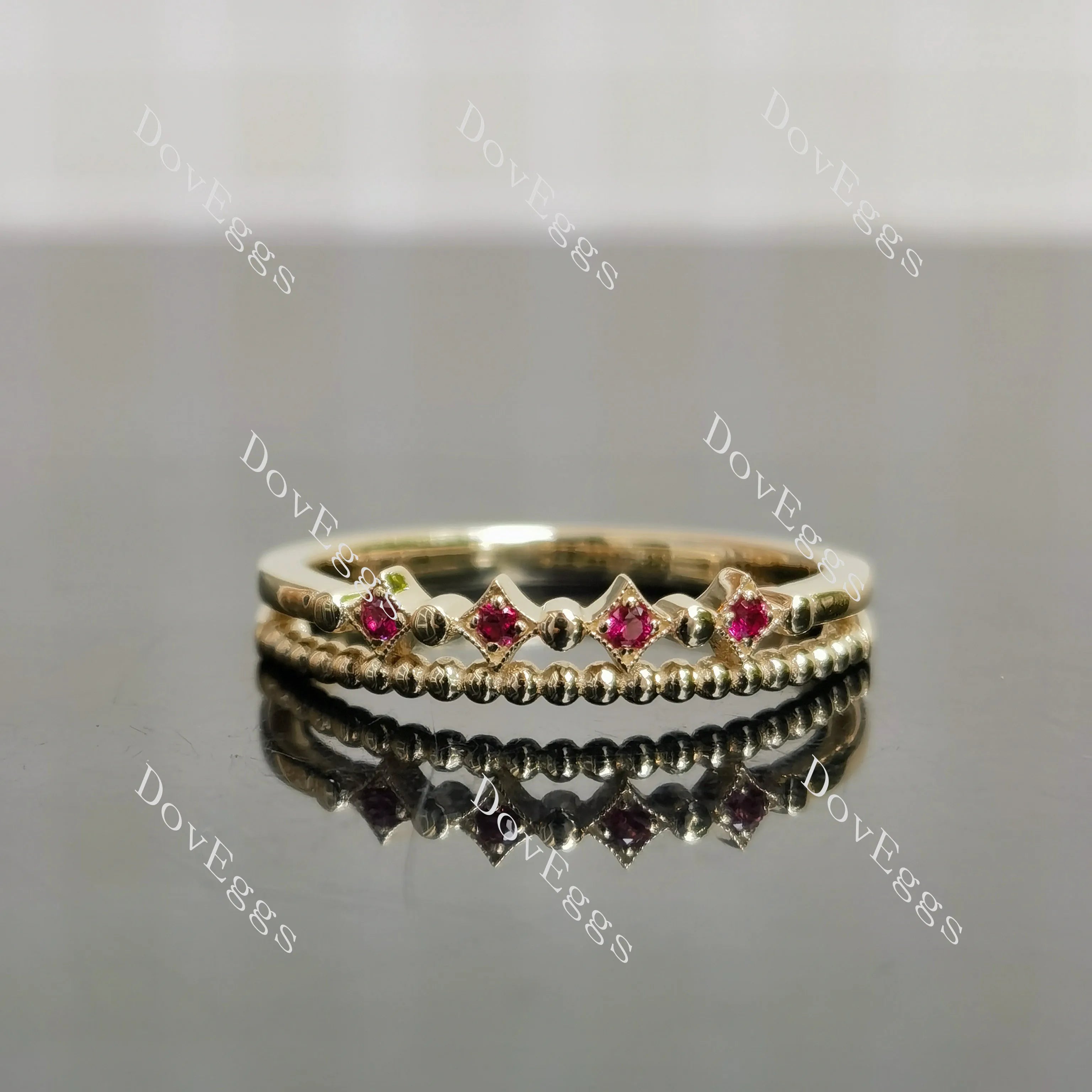DovEggs art deco round colored gem/lab grown diamond wedding band-2.0mm band width