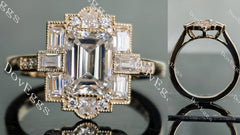 Doveggs emerald pave moissanite engagement ring
