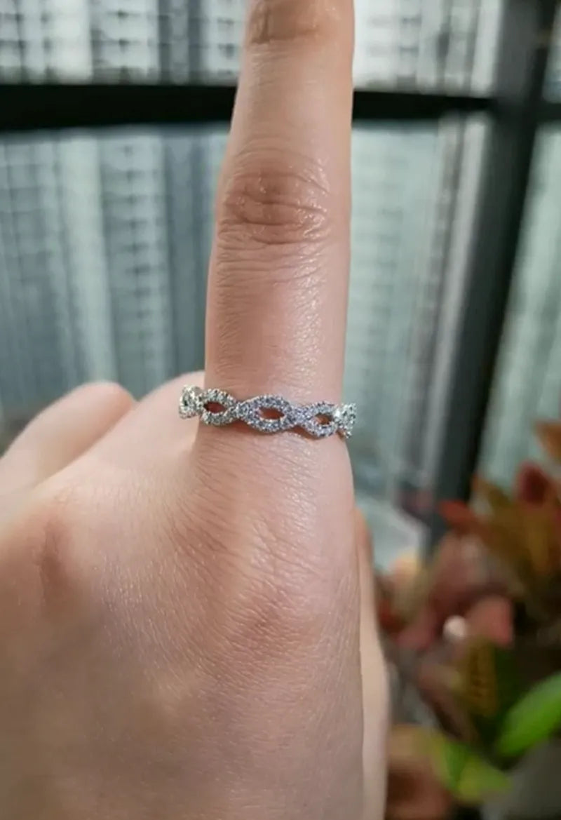 Doveggs round full eternity moissanite/lab grown diamond wedding band-3.8mm band width