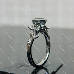 (size 6.5)Doveggs 1ct octagon peacock blue moissanite engagement SS ring