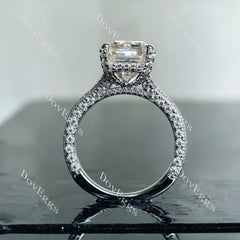 Doveggs emerald half eternity pave split shank moissanite ring