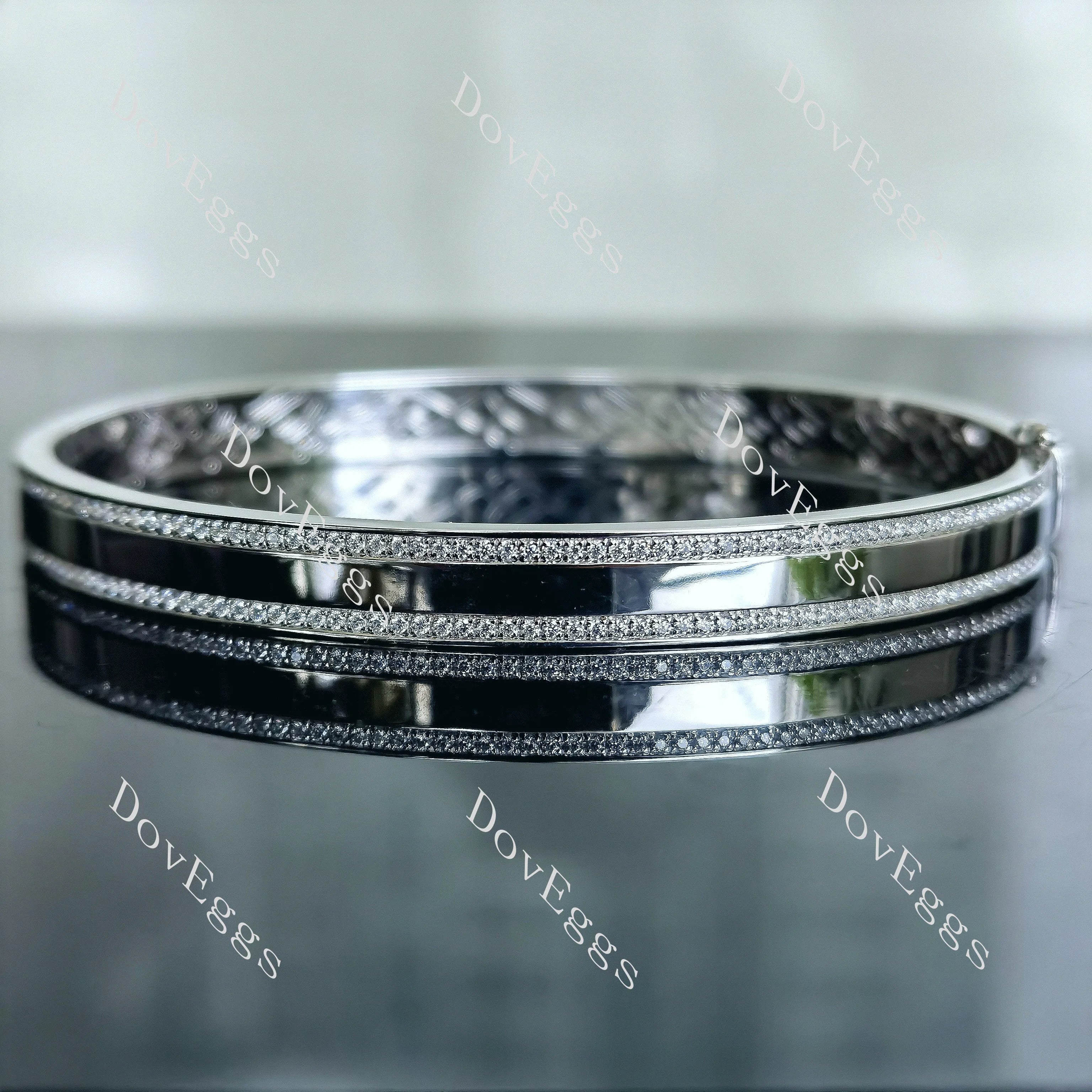Doveggs round half eternity pave moissanite/lab grown diamond bangle/bracelet