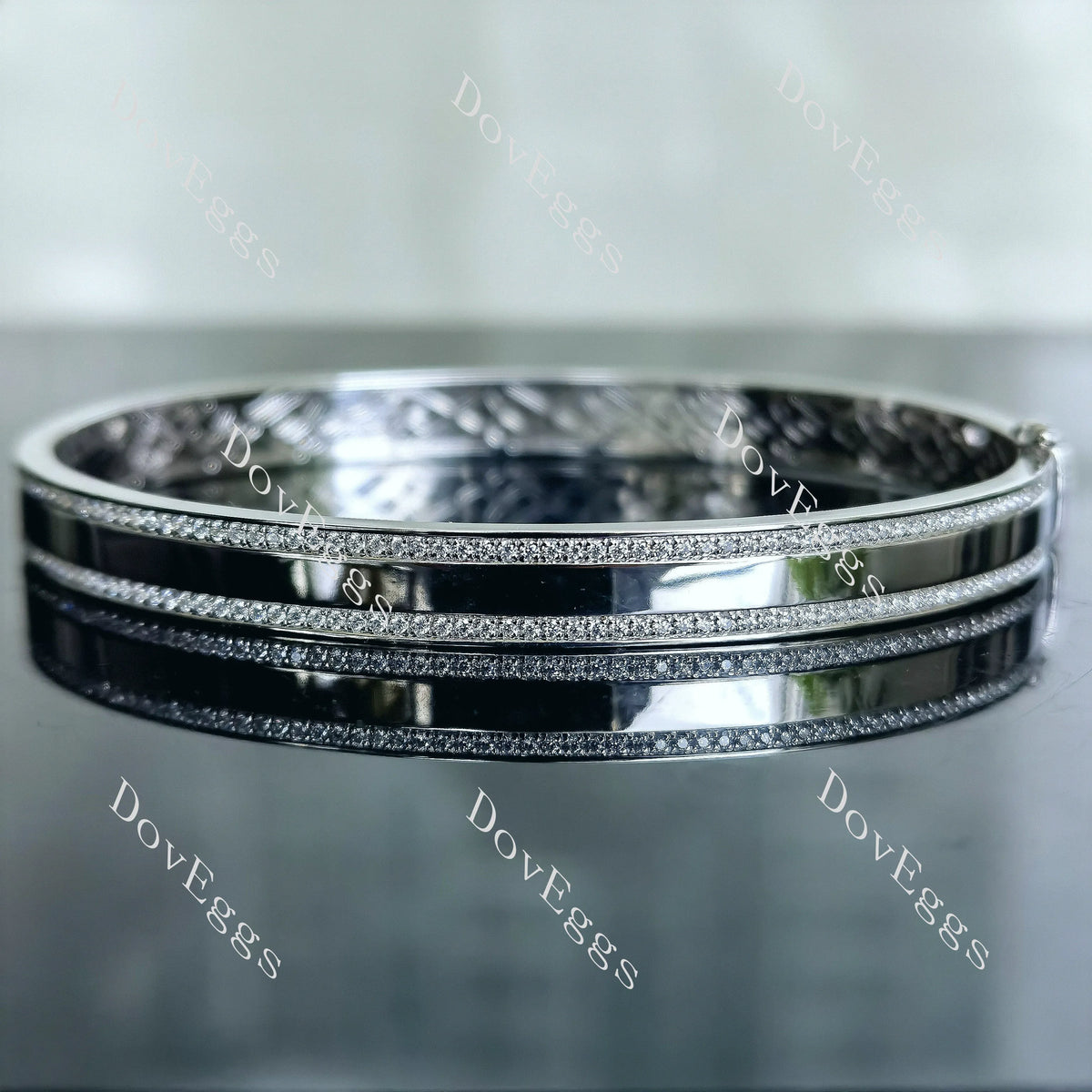 Doveggs round half eternity pave moissanite/lab grown diamond bangle/bracelet