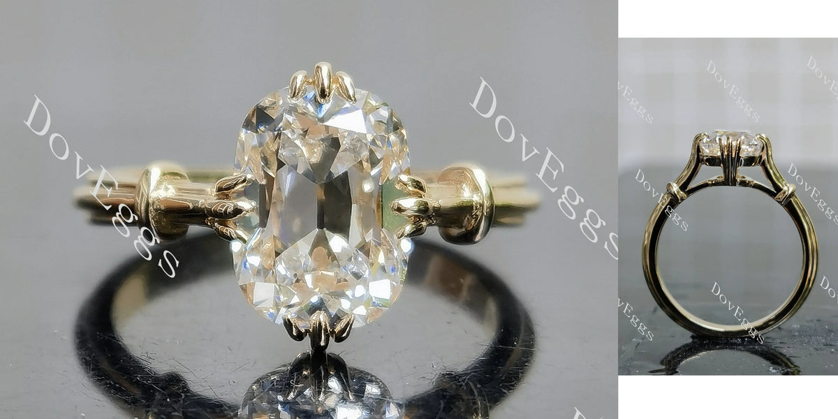 Cushion solitaire moissanite engagement ring| Doveggs