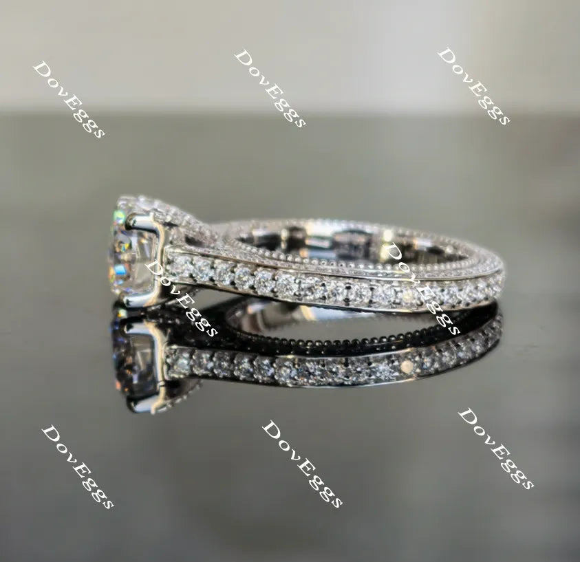 Doveggs round full eternity paved moissanite engagement ring