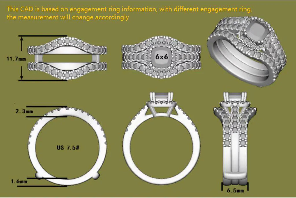 Doveggs round moissanite/lab grown diamond guard ring/enhancer-6.5mmm band width
