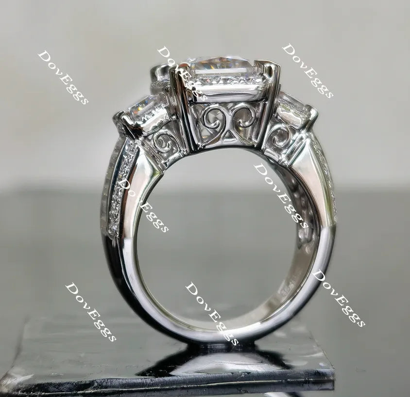 Doveggs radiant side stone halo moissanite engagement ring (engagement ring only)