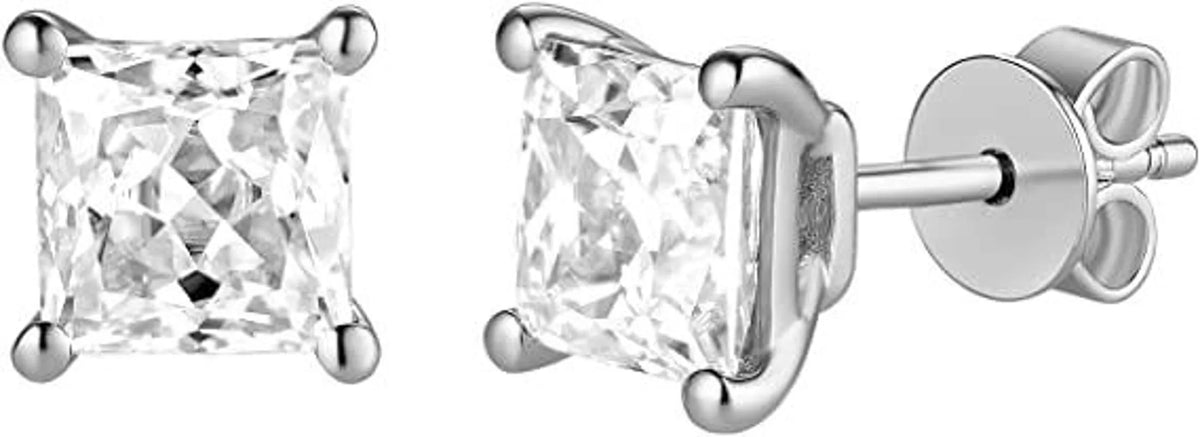 Doveggs sterling silver 2cttw GHI color princess moissanite stud earrings