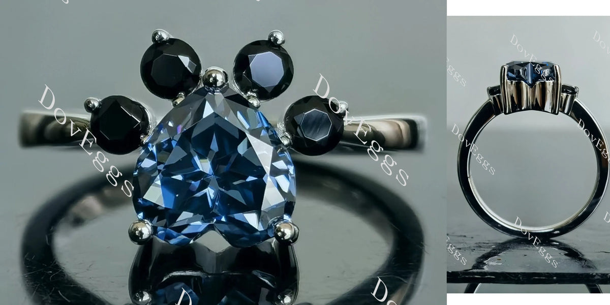 Doveggs heart twilight blue moissanite engagement ring