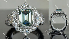 The Wendy Peacock blue halo colored moissanite/colored gem engagement ring
