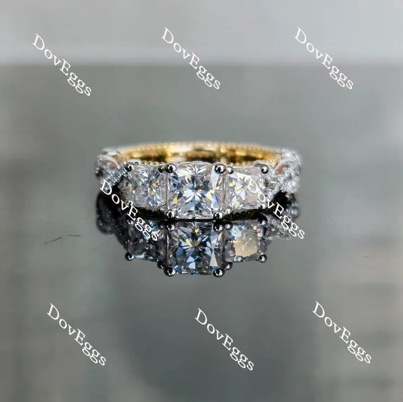 Doveggs square radiant three-stone moissanite engagement ring