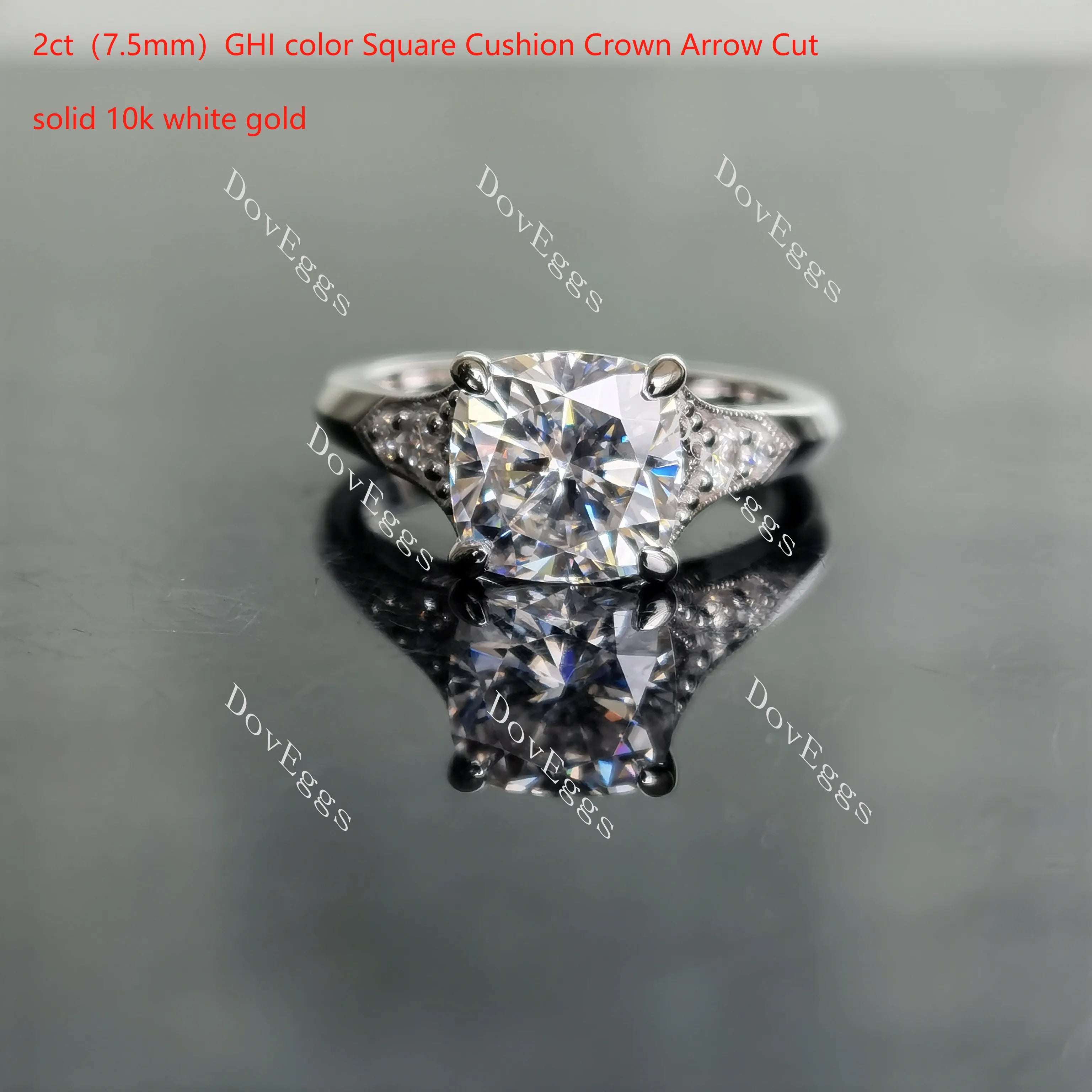 Doveggs pave art deco moissanite/colored gem engagement ring for women