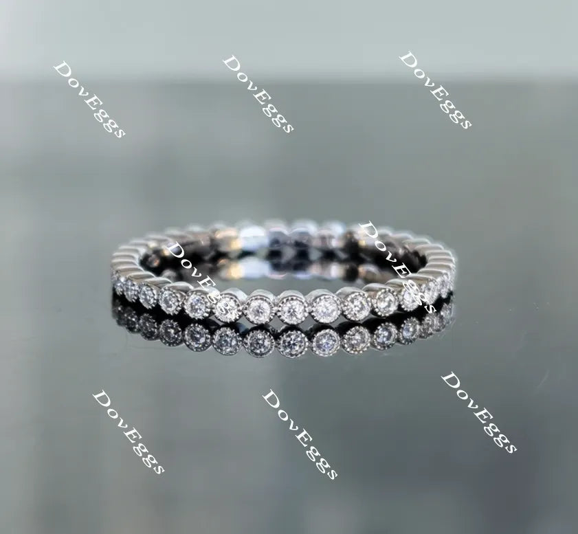 Doveggs round full eternity moissanite/lab grown diamond wedding bands-1.8mm band width