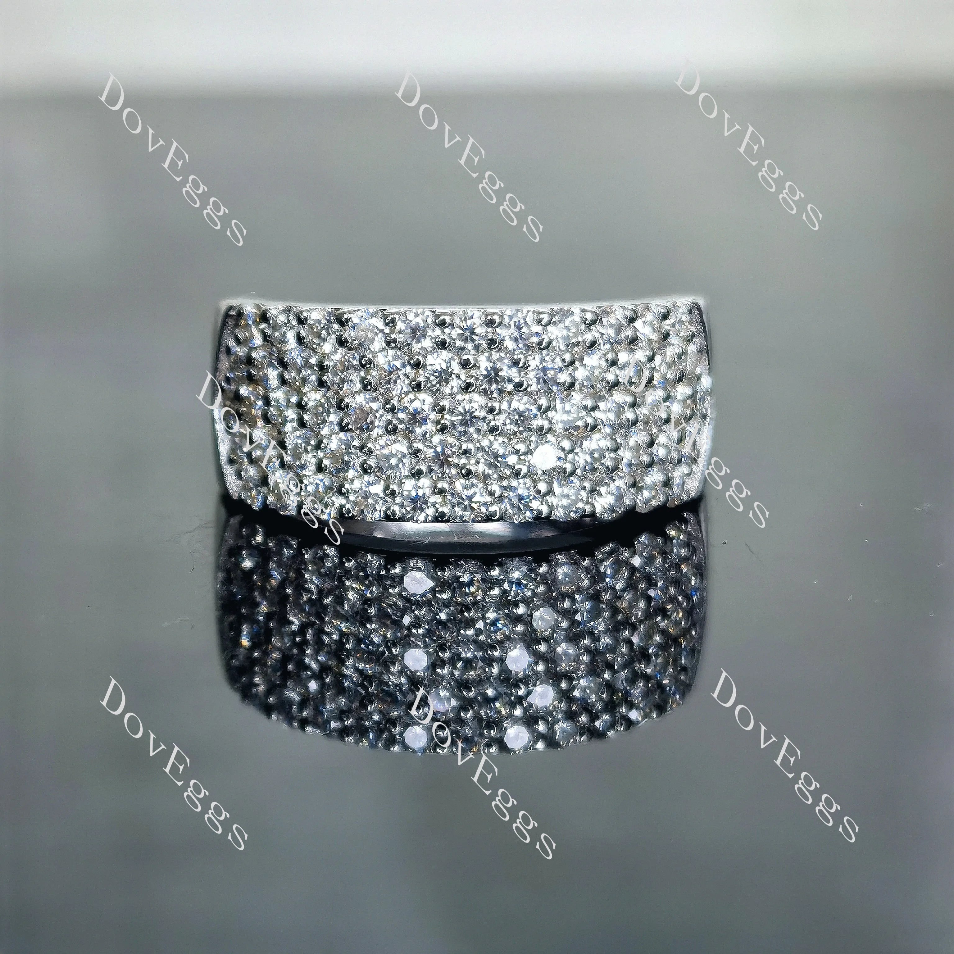 Doveggs round pave moissanite/lab grown diamond wedding band-8.0mm band width