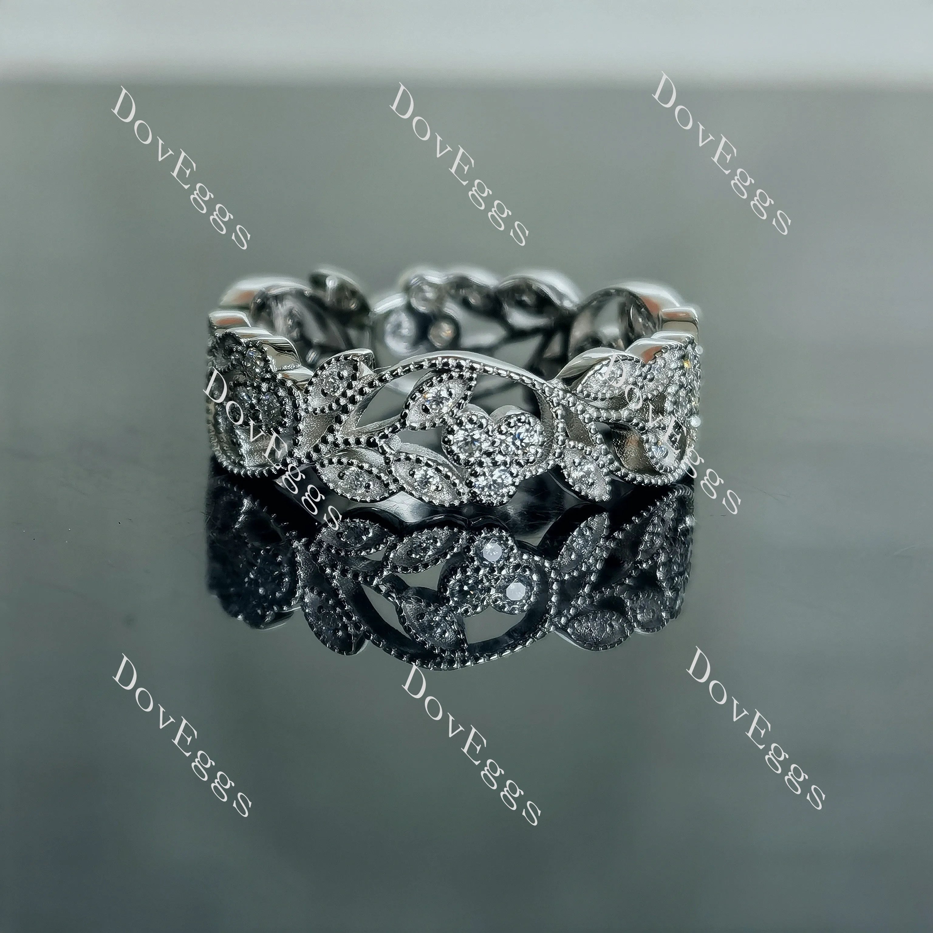 Doveggs round full eternity art deco moissanite/lab grown diamond wedding band-6.2mm band width