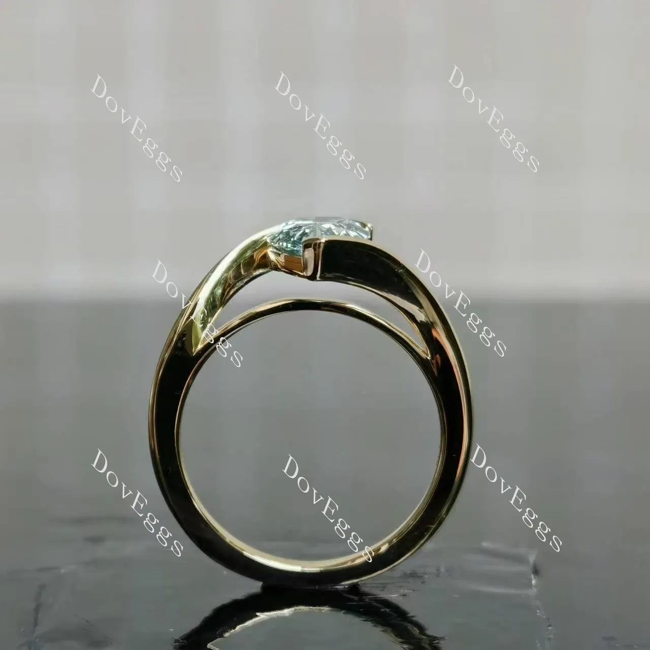 (size 6 ) Doveggs 14k yellow gold 1.537ct pear Fancy Vivid Blue VVS1 Clarity Excellent cut lab grown diamond ring(certified)