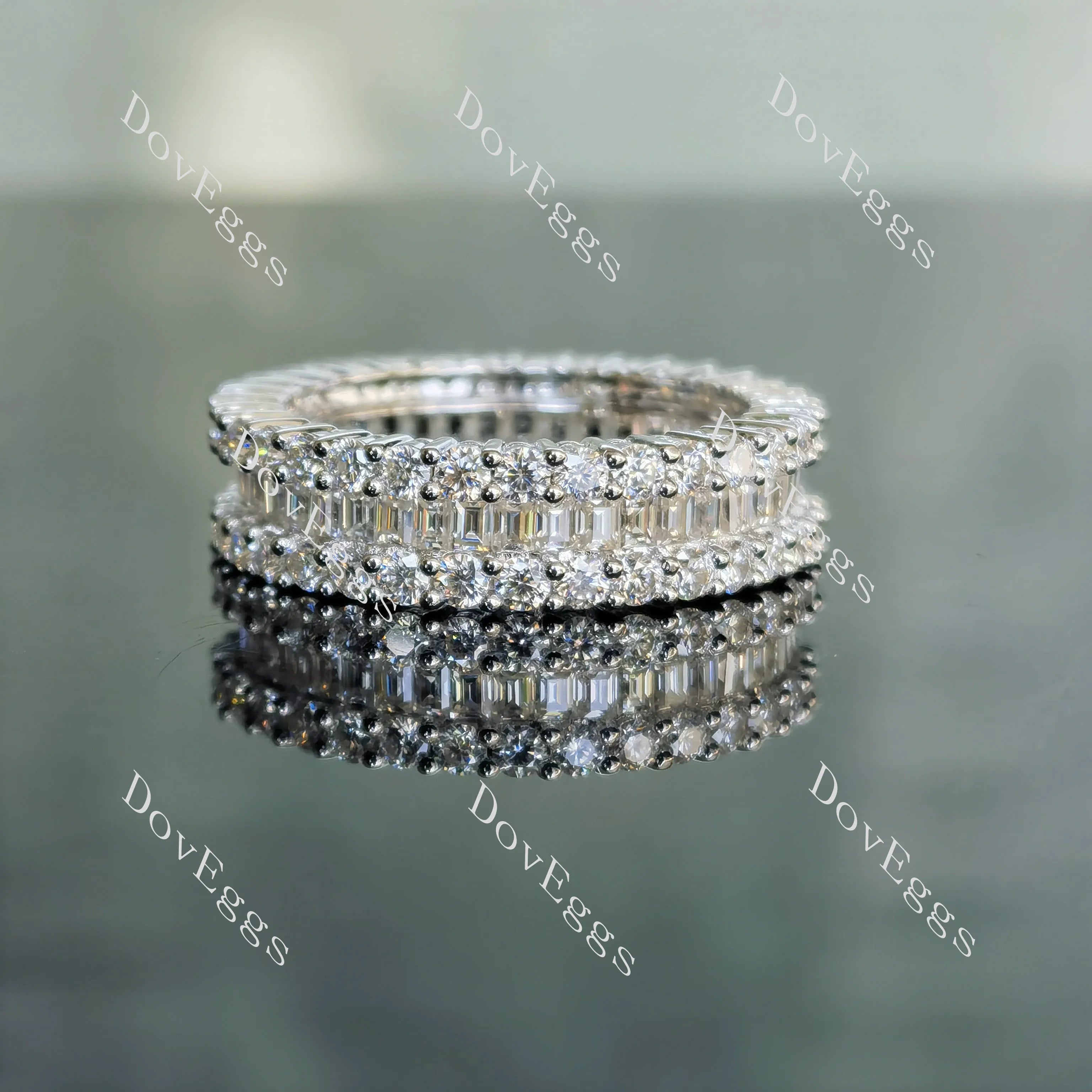 Love’s Eternal round baguette full eternity pave moissanite/lab grown diamond wedding band-6mm band width