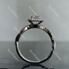 Doveggs radiant double halo pave moissanite engagement ring