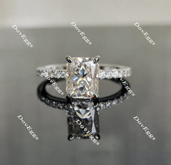 Doveggs radiant half eternity pave moissanite engagement ring