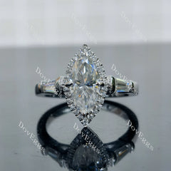 Doveggs Marquise Modified H&A cut halo moissanite engagement ring