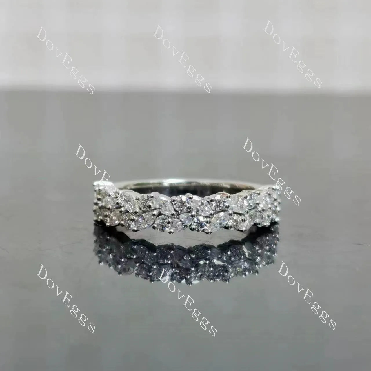 Doveggs marquise pave half eternity moissanite/lab grown diamond wedding band-2.5mm band width