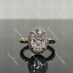 The Laura Oval halo moissanite engagement ring| DovEggs