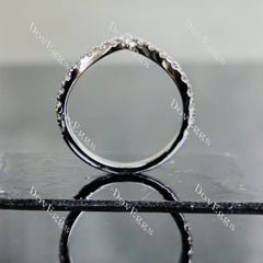 Doveggs round curved pave moissanite/lab grown diamond wedding band-2.2mm band width