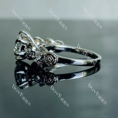 Doveggs round floral art deco moissanite engagement ring